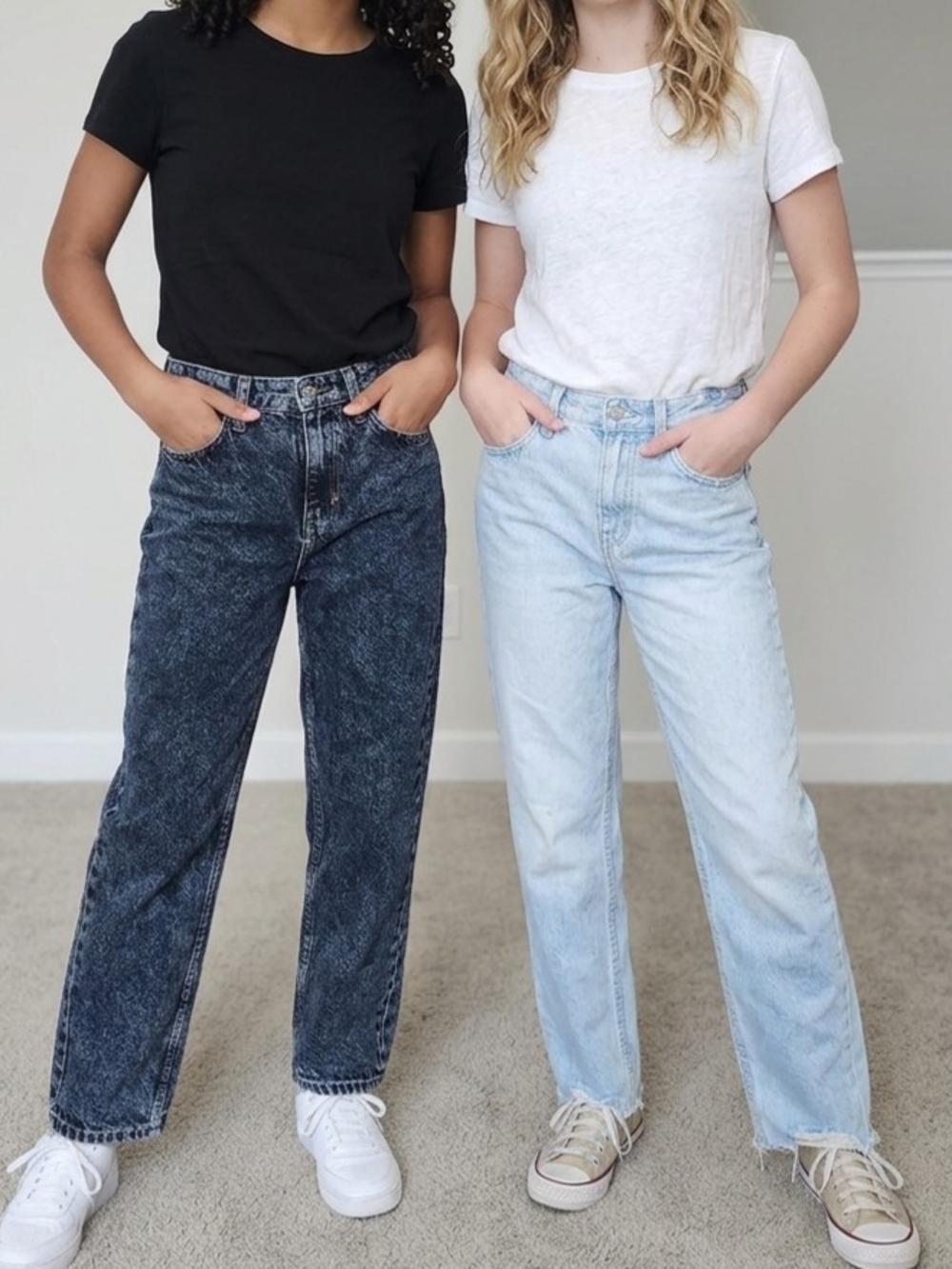 Old Navy Girls Jeans Bundle of 2.  Light Wash & Acid Black Size 12 Girls